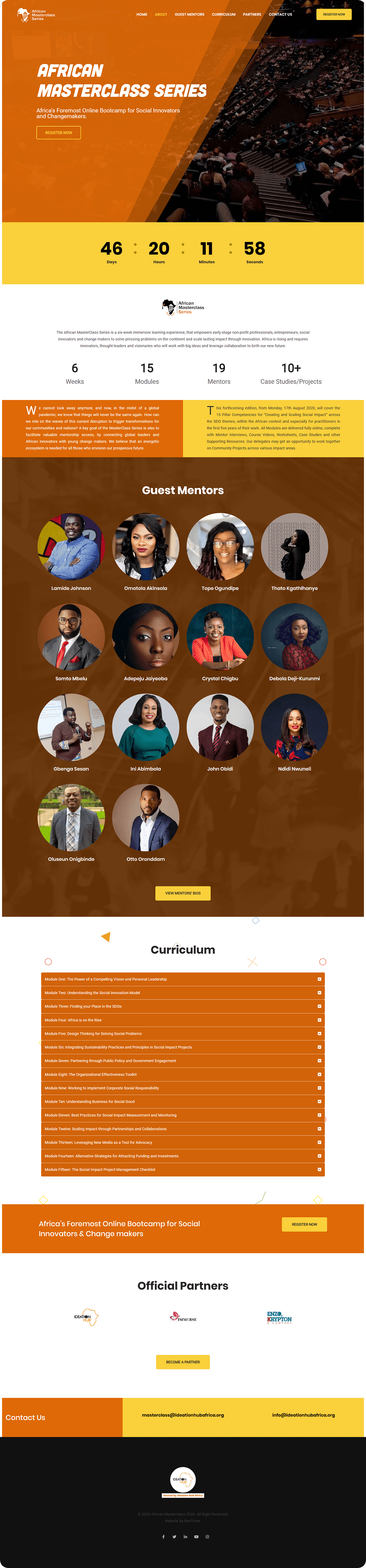 BeeTcore Digital Product Design & Development Agency | Portfolio | Website Development | WordPress | Lagos Nigeria | Homepage | African Masterclass Series