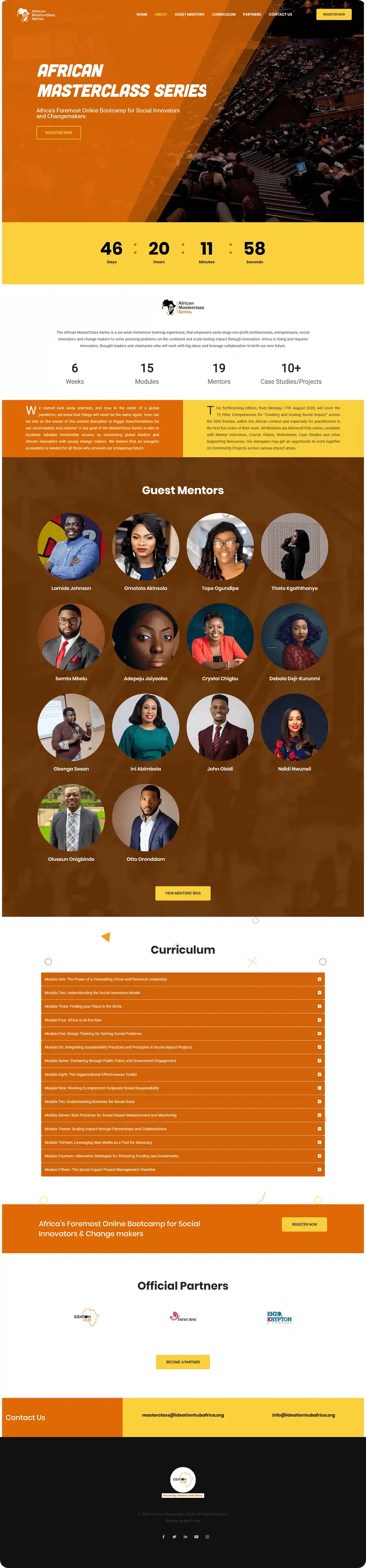 BeeTcore Digital Product Design & Development Agency | Portfolio | Website Development | WordPress | Lagos Nigeria | Homepage | African Masterclass Series