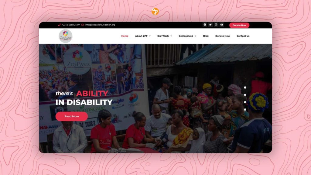 BeeTcore Digital Product Design & Development Agency | Lagos Nigeria | Portfolio | Zoe Paris Foundation ZPF - Desktop View