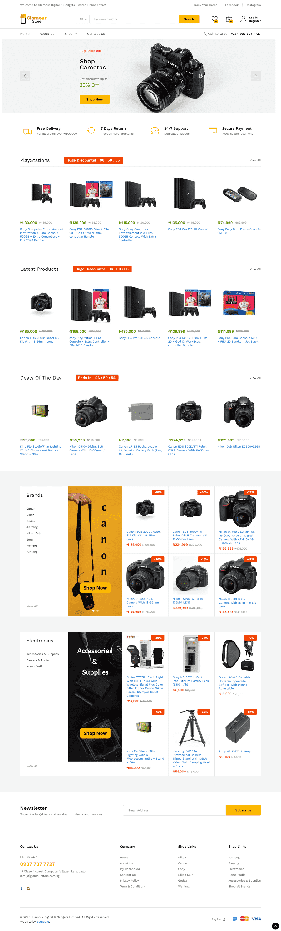 BeeTcore Digital Product Design & Development Agency | Portfolio | Website Development | WordPress | Lagos Nigeria | Homepage | Glamour Store