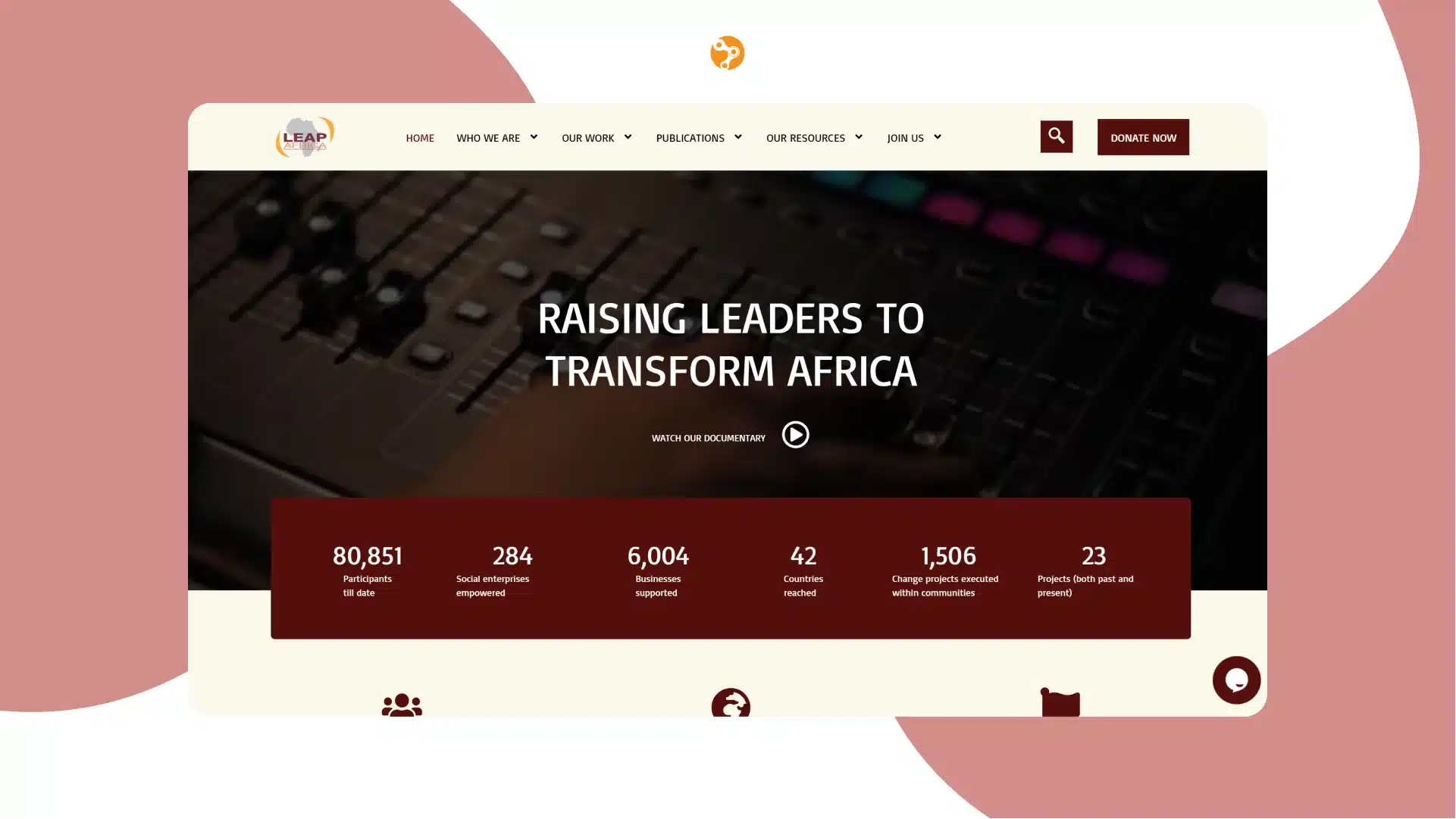 LEAP Africa Desktop View