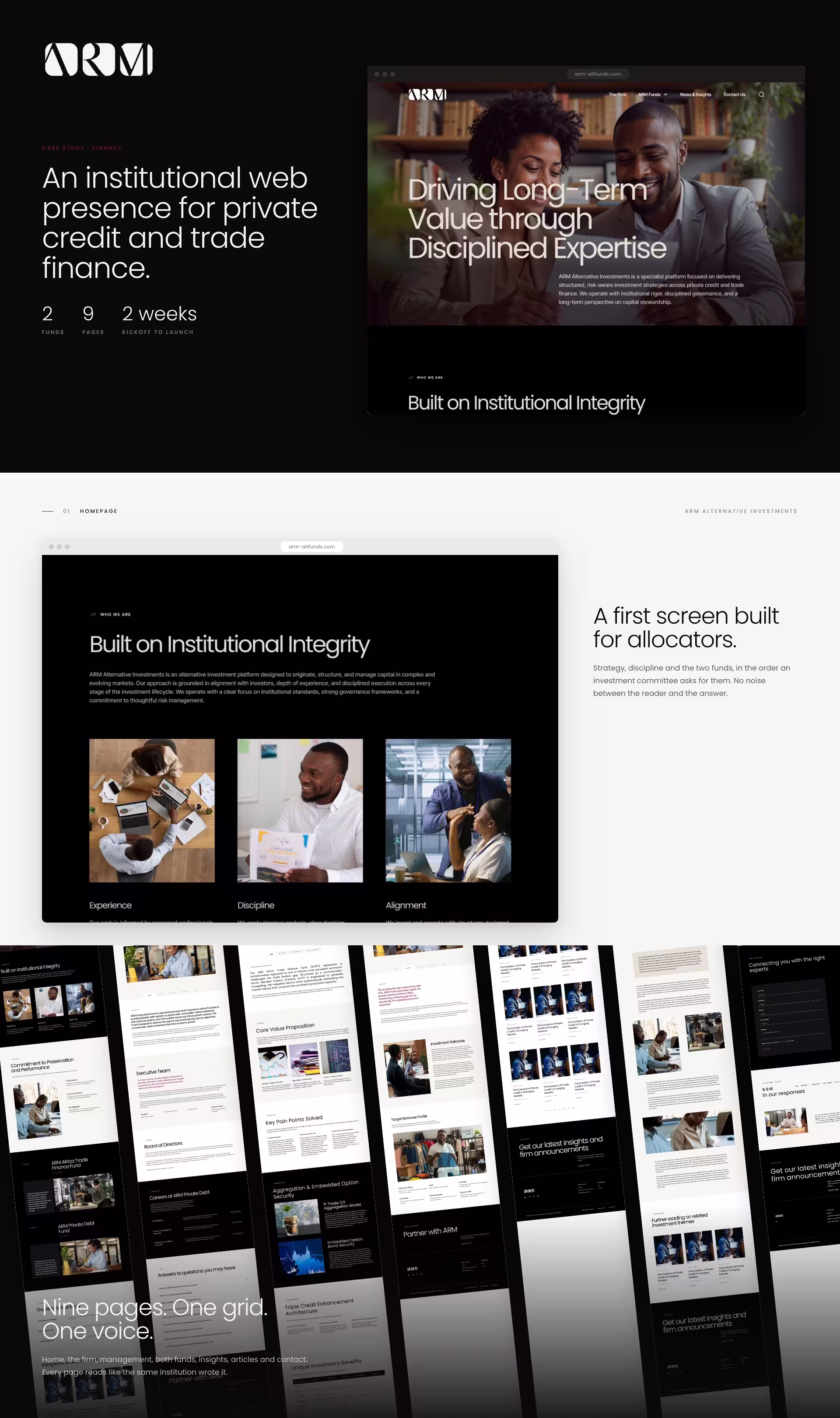 ARM website homepage and all nine pages of the platform