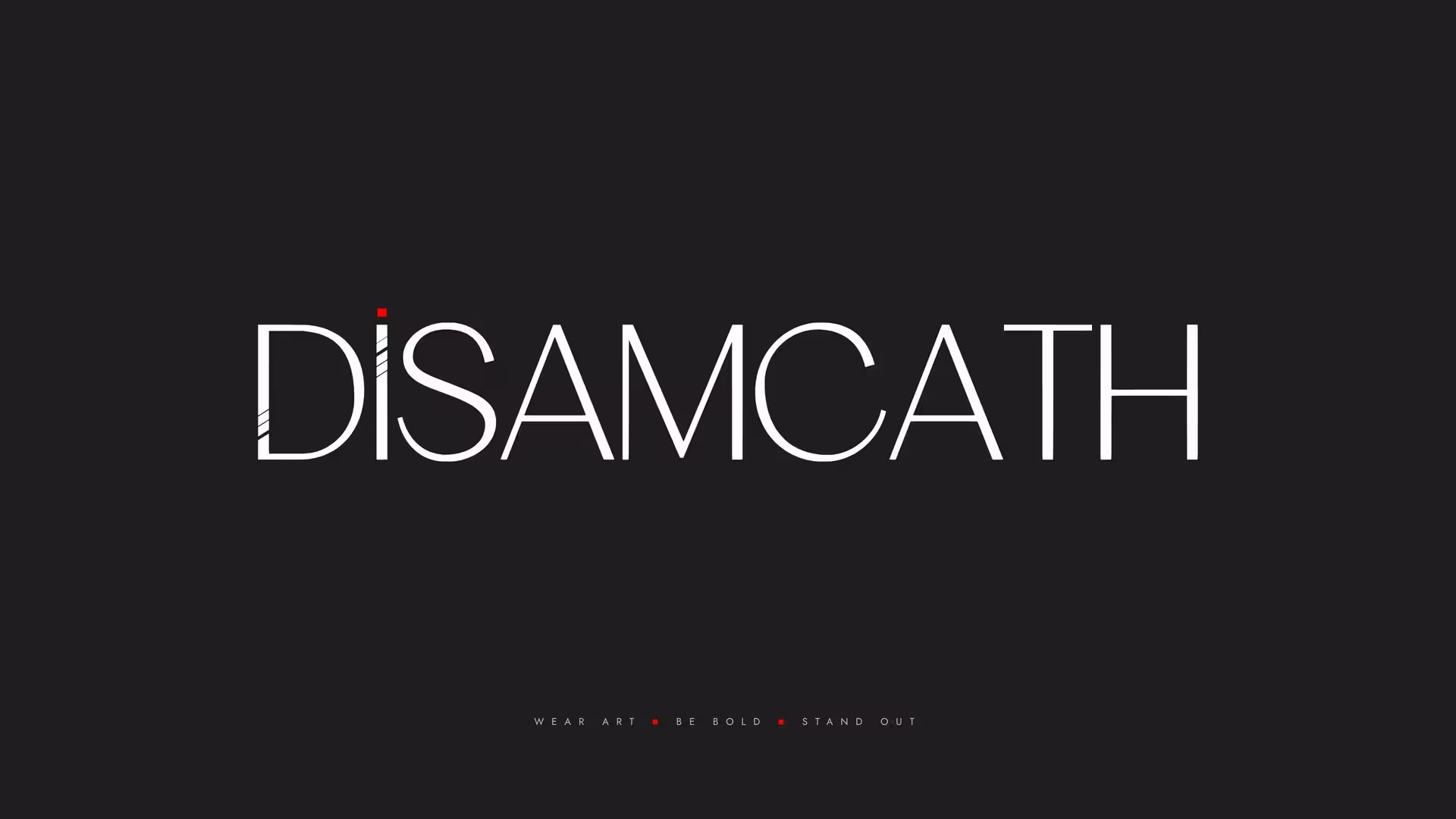 DISAMCATH wordmark in white on charcoal black