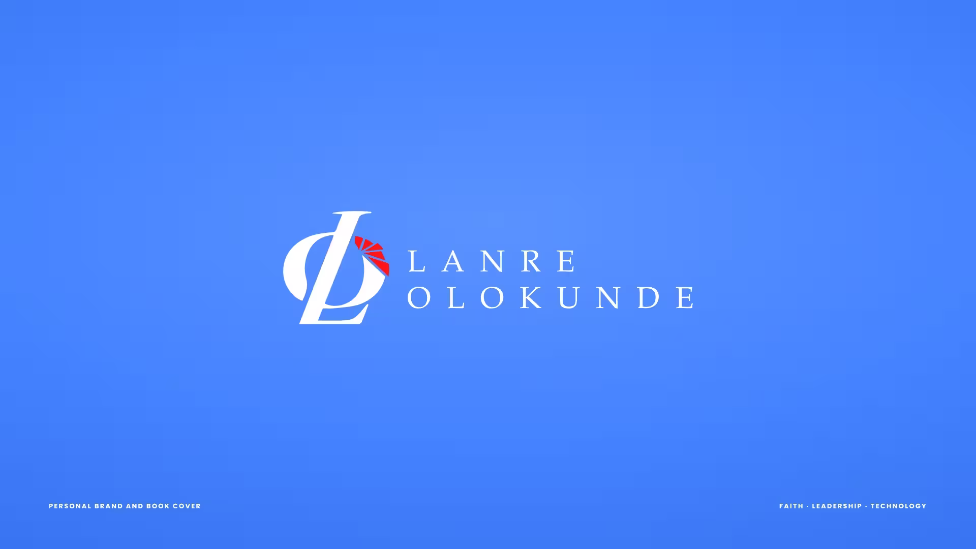 Lanre Olokunde logo in white on Lanre Blue